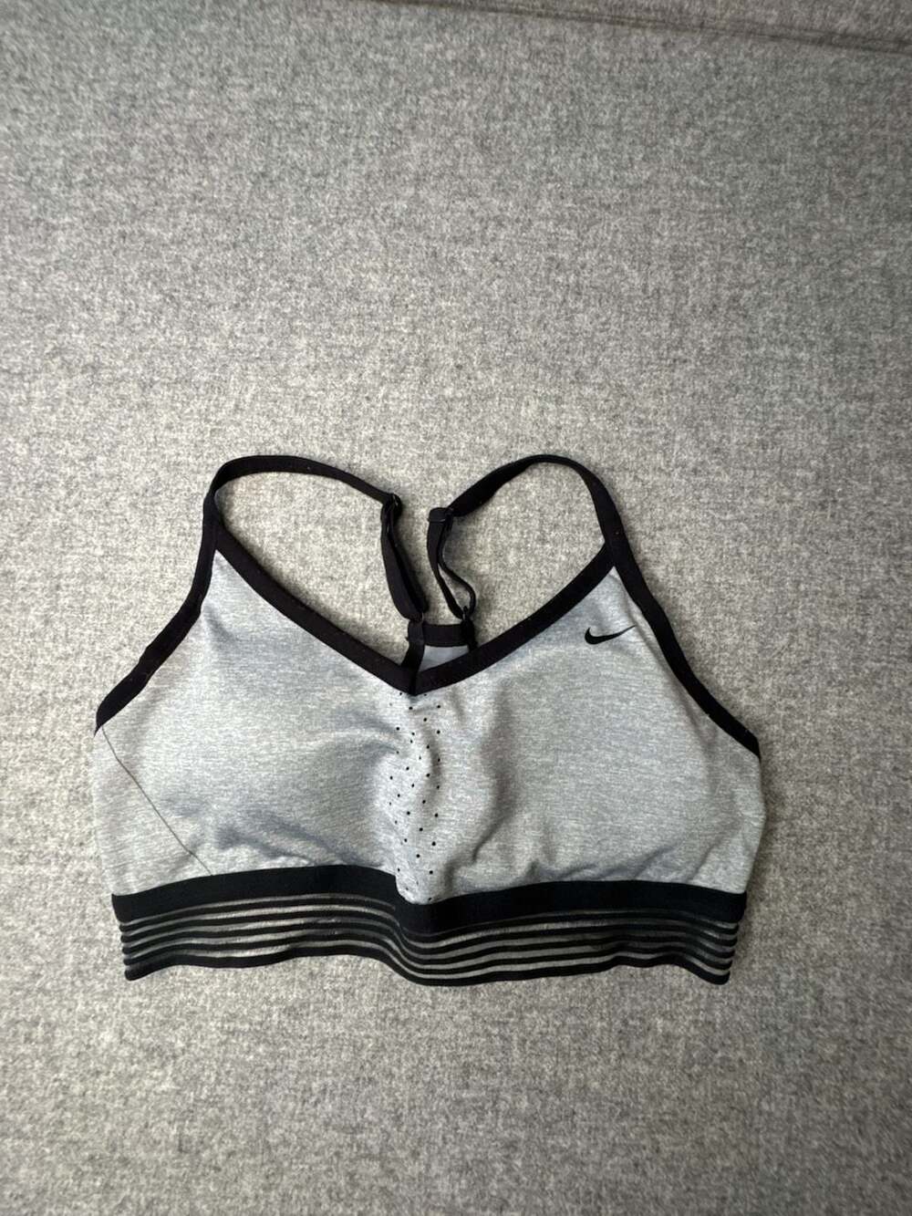 Nike Grey and Black Mesh Trim Sports Bra